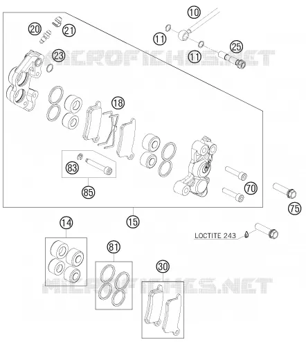 ETRIER DE FREIN AVANT KTM MOTO 65 2009 XC  65 XC