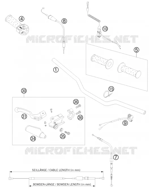 GUIDON / COMMANDES KTM MOTO 50 2008 SX  50 SX MINI ADVENTURE