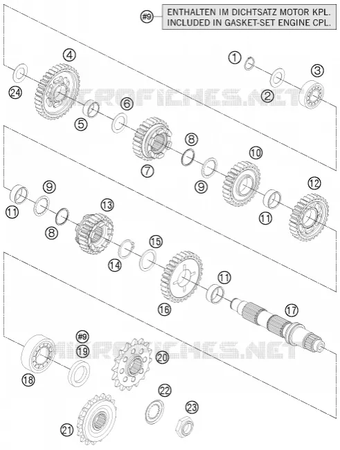 BOITE DE VITESSES - ARBRE SECONDAIRE KTM MOTO 1290 2015 SUPERDUKE  1290 SUPER DUKE R BLACK ABS