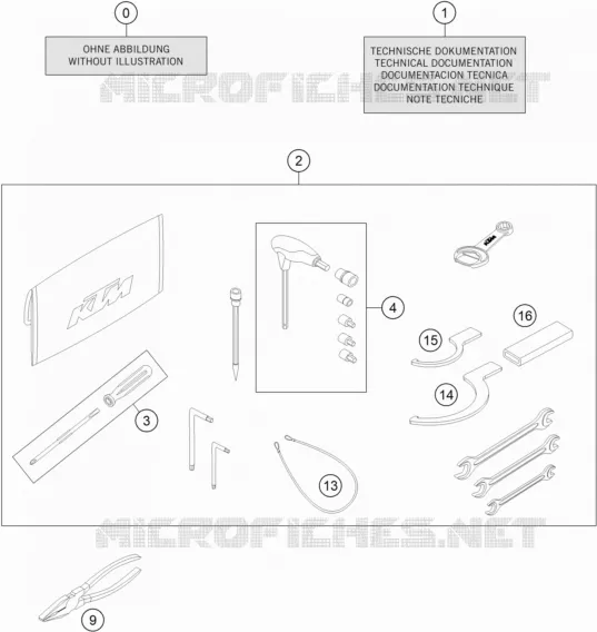 TROUSSE A OUTILS / MANUELS / OPTIONS KTM MOTO 1290 2019 SUPERDUKE  1290 SUPER DUKE R BLACK