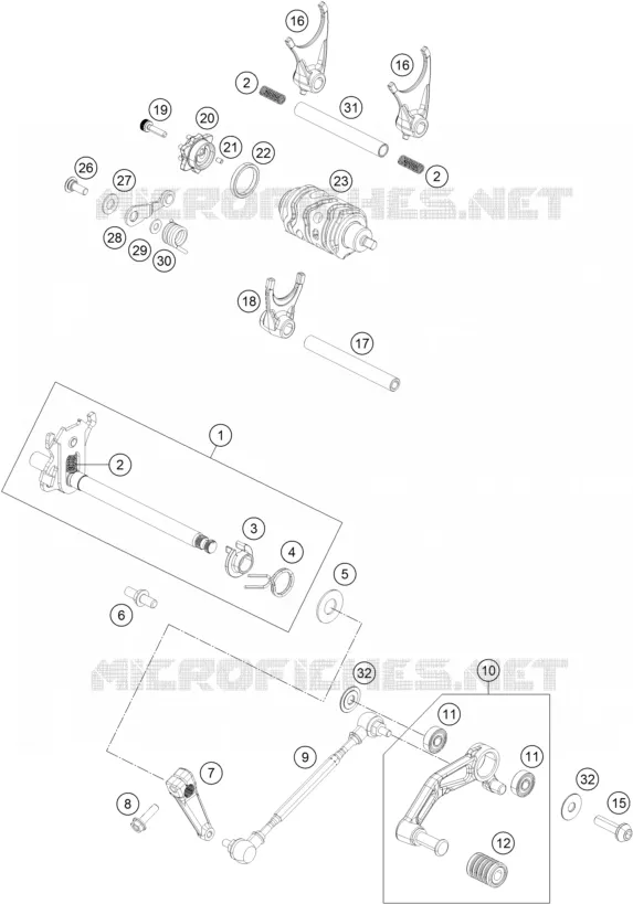 MECANISME DE SELECTION DE VITESSES KTM MOTO 250 2020 DUKE  250 DUKE ORANGE NO ABS