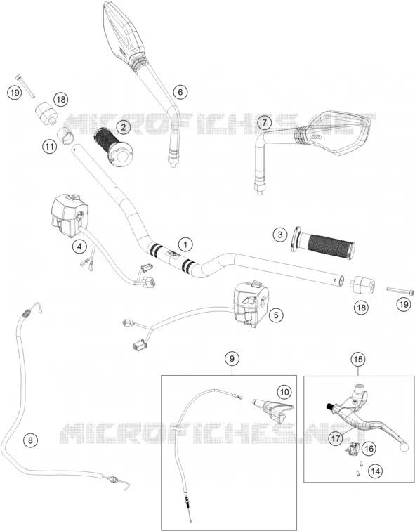 GUIDON / COMMANDES KTM MOTO 250 2020 DUKE  250 DUKE ORANGE