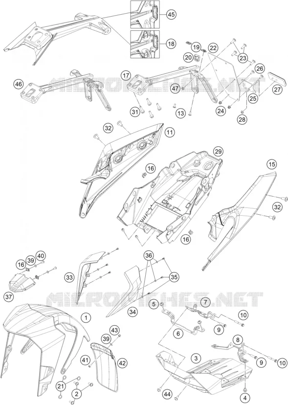 PLASTIQUES KTM MOTO 250 2020 DUKE  250 DUKE WHITE - B.D.
