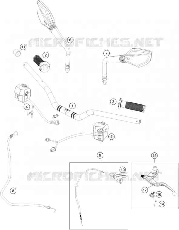 GUIDON / COMMANDES KTM MOTO 250 2019 DUKE  250 DUKE WHITE CKD
