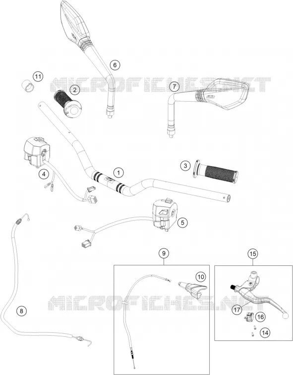 GUIDON / COMMANDES KTM MOTO 250 2019 DUKE  250 DUKE WHITE NO ABS