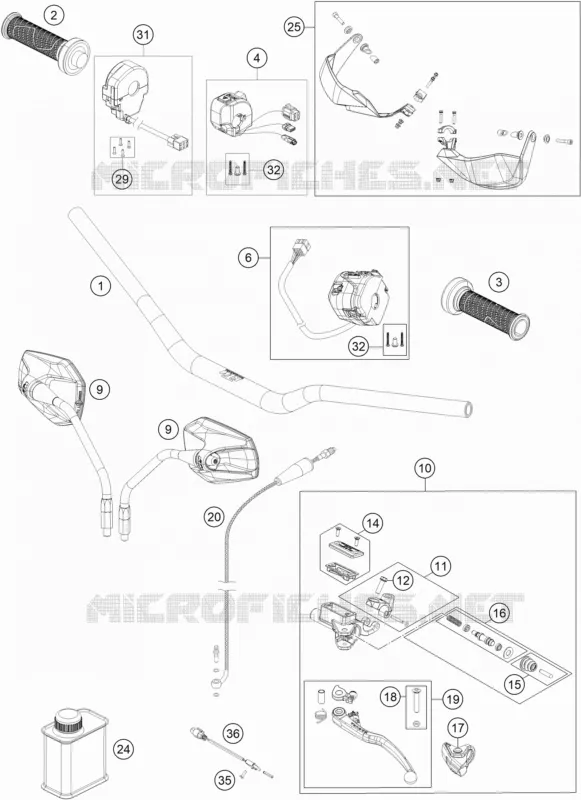 GUIDON / COMMANDES KTM MOTO 1290 2020 SUPER ADVENTURE  1290 SUPER ADVENTURE R TKC