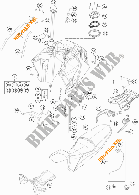 RESERVOIR / SELLE pour KTM 1290 SUPER ADVENTURE R TKC de 2019