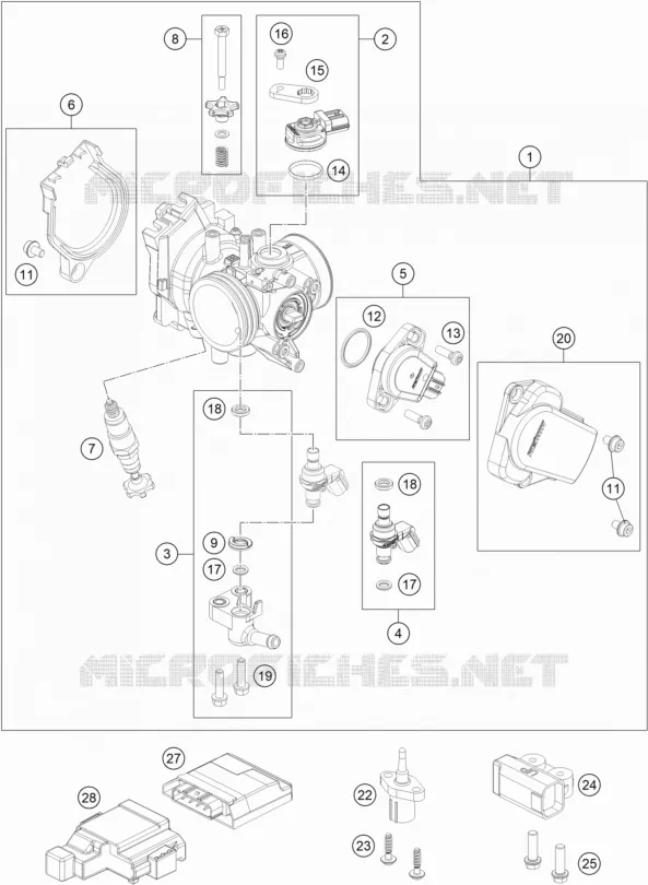 BOITIER PAPILLON INJECTION KTM MOTO 350 2020 XC-F  350 XCF-W