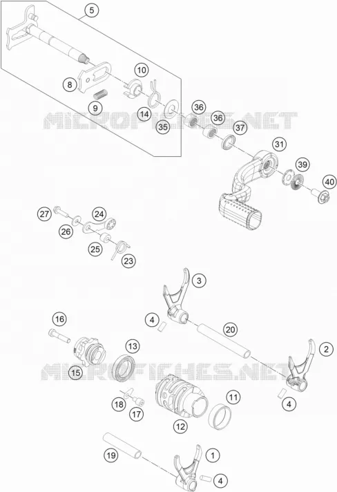 MECANISME DE SELECTION DE VITESSES KTM MOTO 300 2019 EXC  300 EXC TPI