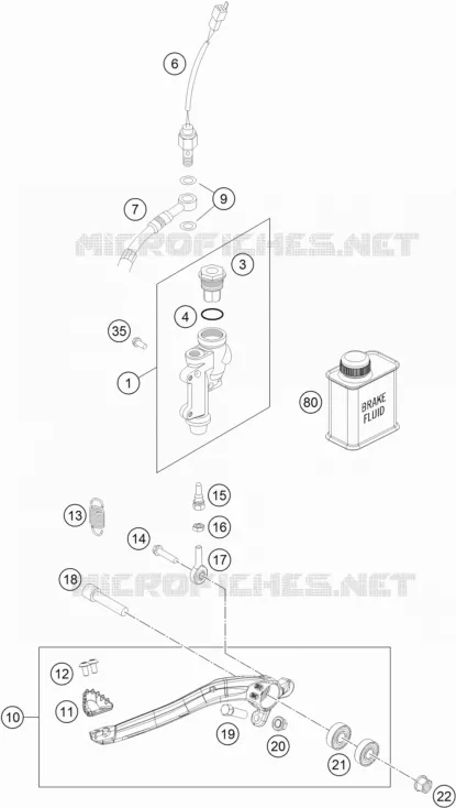 MAITRE CYLINDRE DE FREIN ARRIERE KTM MOTO 250 2020 EXC-F  250 EXC-F