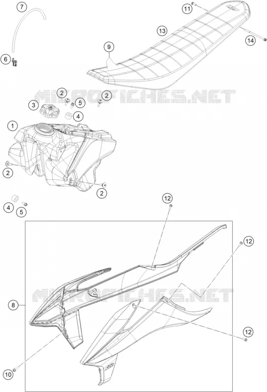 RESERVOIR / SELLE KTM MOTO 350 2019 SX-F  350 SX-F