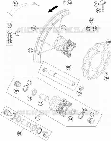 ROUE AVANT KTM MOTO 85 2020 SX  85 SX 19/16