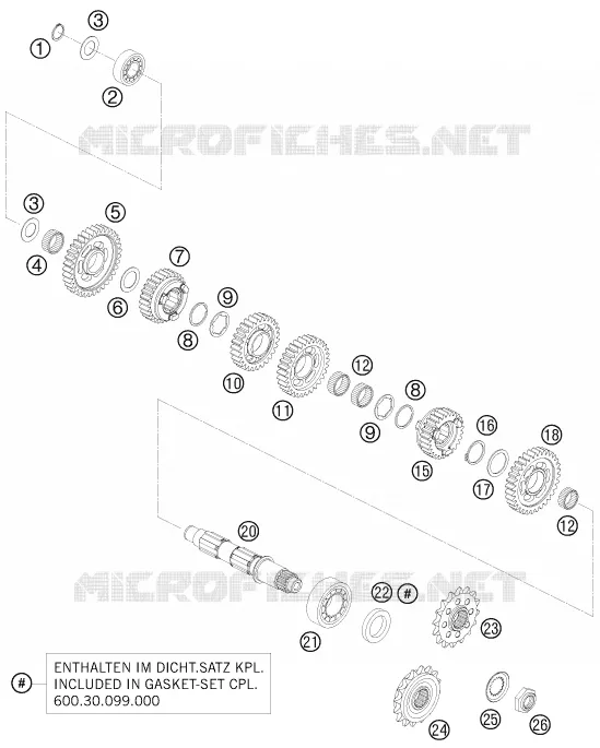 BOITE DE VITESSES - ARBRE SECONDAIRE KTM MOTO 990 2008 SUPERDUKE  990 SUPER DUKE BLACK