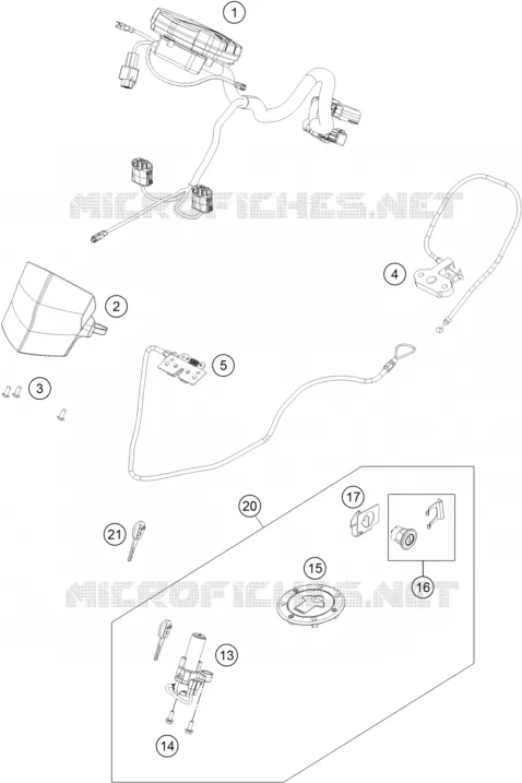 CONTACTEUR A CLE KTM MOTO 390 2020 RC  RC 390 WHITE - B.D.
