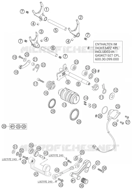 MECANISME DE SELECTION DE VITESSES KTM MOTO 990 2007 SUPERDUKE  990 SUPER DUKE ORANGE