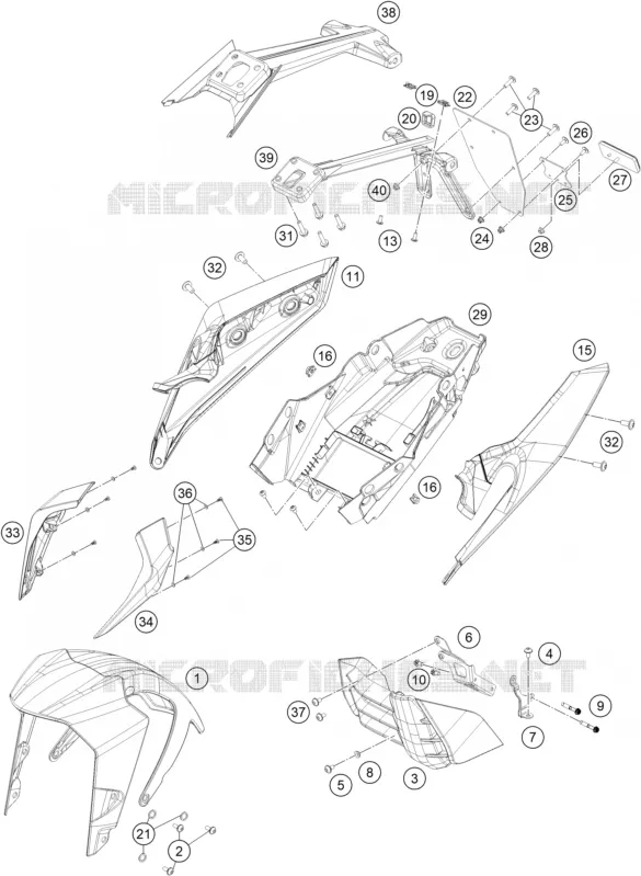 PLASTIQUES KTM MOTO 390 2021 DUKE  390 DUKE SILVER