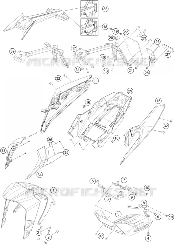 PLASTIQUES KTM MOTO 390 2020 DUKE  390 DUKE WHITE - IKD