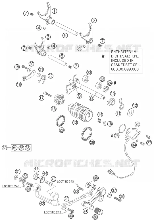 MECANISME DE SELECTION DE VITESSES KTM MOTO 990 2007 SUPERDUKE  990 SUPER DUKE ORANGE