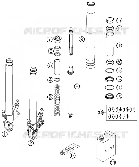 FOURCHE (PIECES) KTM MOTO 990 2006 SUPERDUKE  990 SUPERDUKE TITANIUM