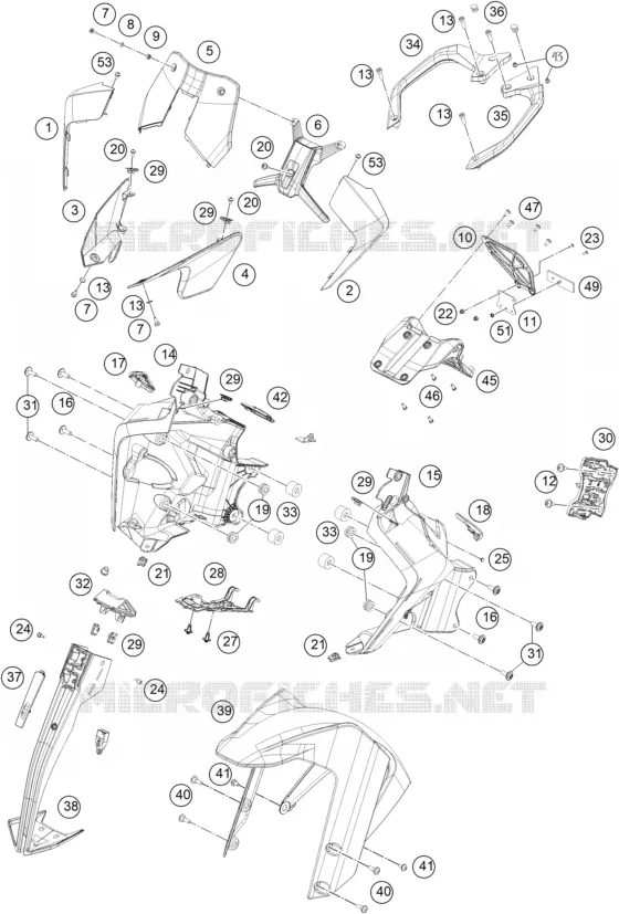 PLASTIQUES KTM MOTO 390 2021 ADVENTURE  390 ADVENTURE WHITE - B.D.