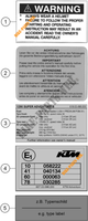 ETIQUETTES INFORMATIONS TECHNIQUES pour KTM 1290 SUPER ADVENTURE S ORANGE de 2021