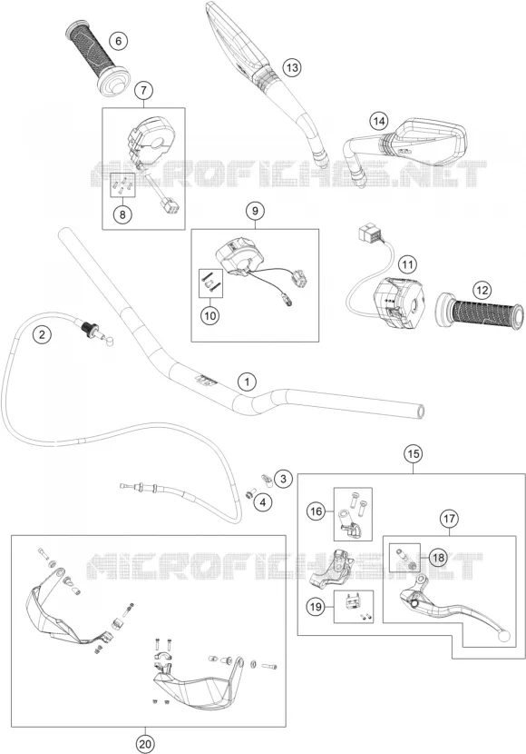 GUIDON / COMMANDES KTM MOTO 790 2021 ADVENTURE  790 ADVENTURE ORANGE - IKD