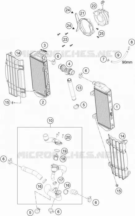 CIRCUIT DE REFROIDISSEMENT KTM MOTO 350 2021 XC-F  350 XCF-W
