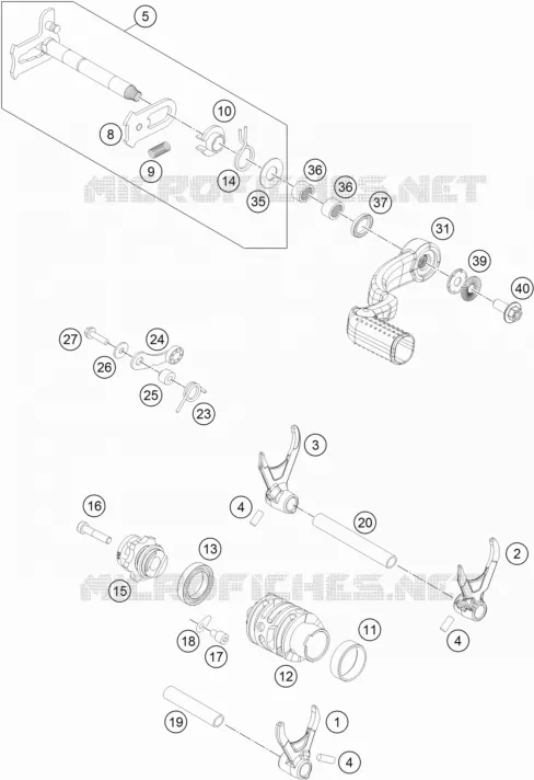 MECANISME DE SELECTION DE VITESSES KTM MOTO 300 2021 EXC  300 EXC CKD