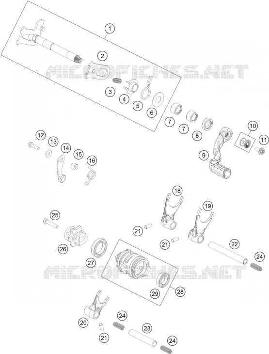 MECANISME DE SELECTION DE VITESSES KTM MOTO 150 2021 EXC  150 EXC TPI