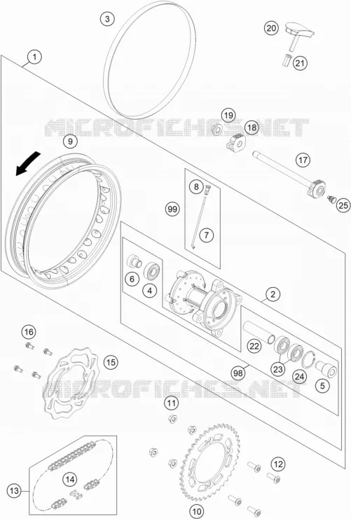 ROUE ARRIERE KTM MOTO 50 2021 SX  50 SX FACTORY EDITION
