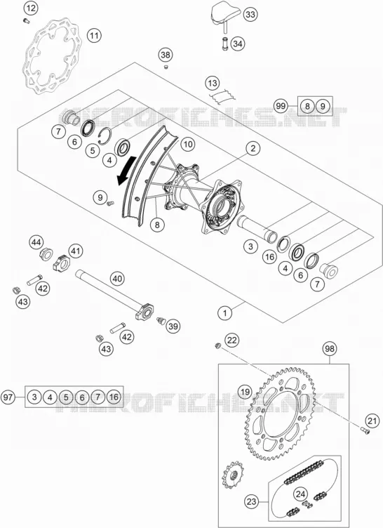 ROUE ARRIERE KTM MOTO 150 2022 XC-W  150 XC-W TPI