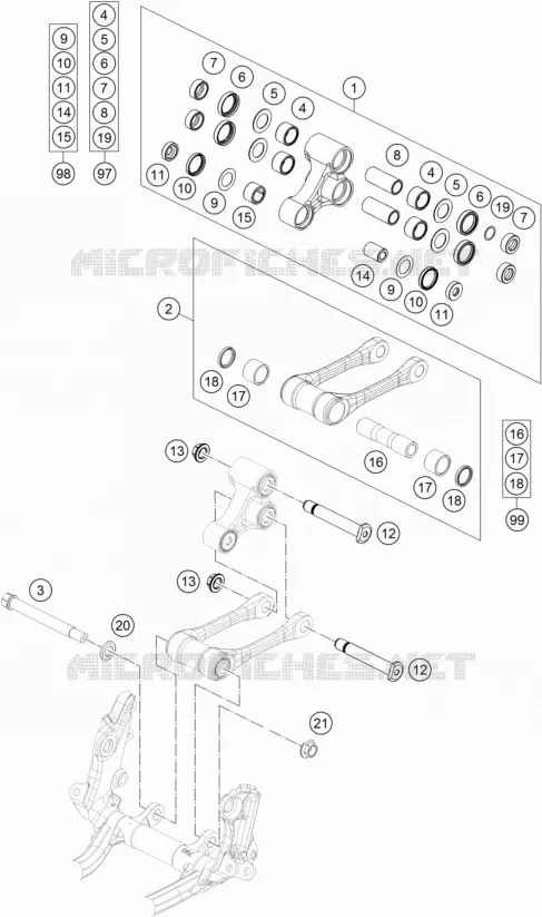BIELLETTE D'AMORTISSEUR PRO LEVER KTM MOTO 250 2022 XC  250 XC TPI