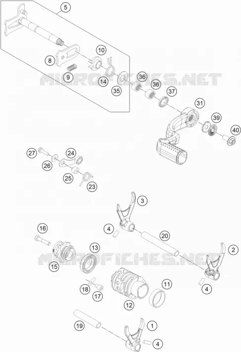 MECANISME DE SELECTION DE VITESSES KTM MOTO 250 2022 EXC  250 EXC TPI