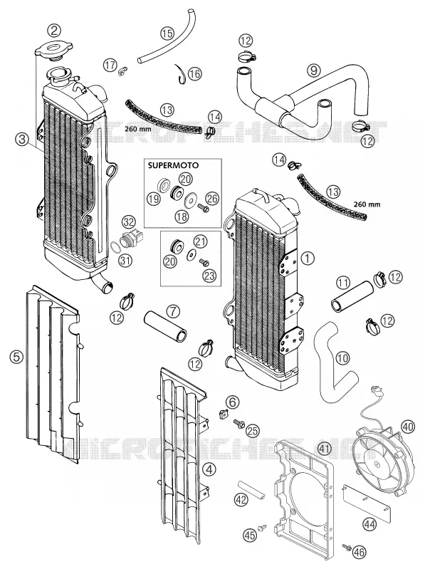 CIRCUIT DE REFROIDISSEMENT KTM MOTO 640 2003 DUKE  640 DUKE II BLACK