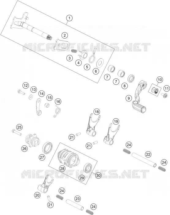 MECANISME DE SELECTION DE VITESSES KTM Moto 125 2023 SX  125 SX