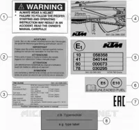 ETIQUETTES INFORMATIONS TECHNIQUES pour KTM 790 DUKE L A2 orange de 2022