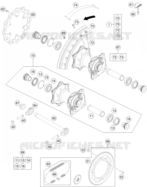 ROUE ARRIERE KTM Moto 85 2024 SX  85 SX 17/14