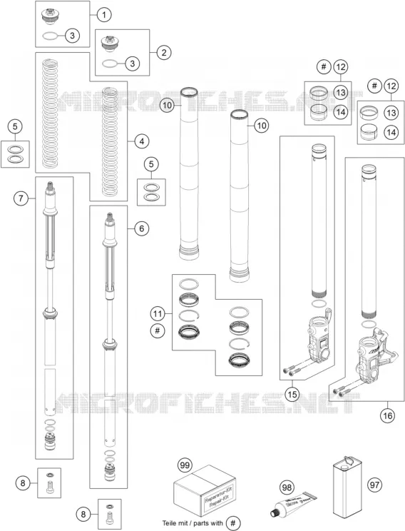 FOURCHE (PIECES) KTM MOTO 690 2013 DUKE  690 DUKE R ABS