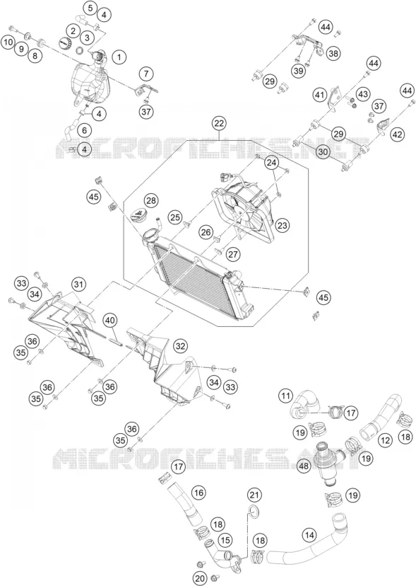 CIRCUIT DE REFROIDISSEMENT KTM Moto 125 2023 Duke  125 DUKE black