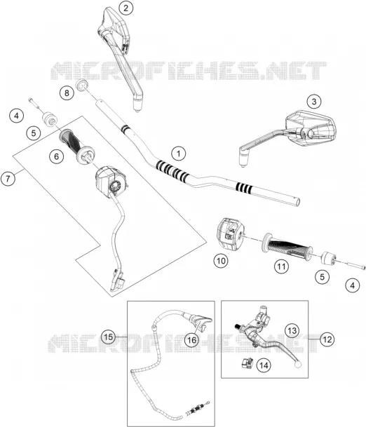 GUIDON / COMMANDES KTM Moto 125 2024 Duke  125 DUKE blue