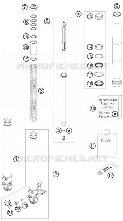 FOURCHE (PIECES) KTM MOTO 690 2010 DUKE  690 DUKE R