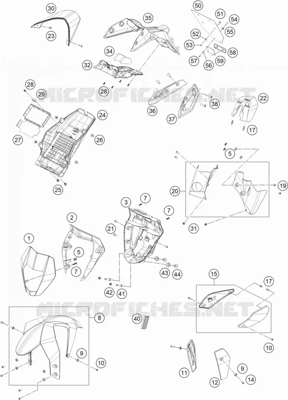 PLASTIQUES KTM MOTO 690 2013 DUKE  690 DUKE WHITE ABS