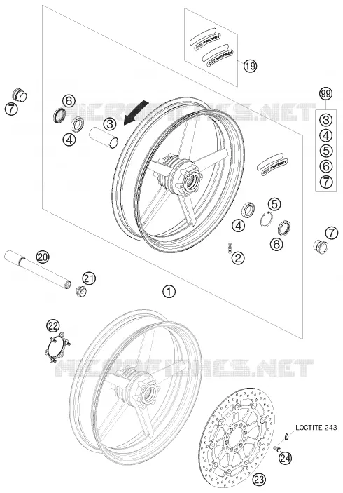 ROUE AVANT KTM MOTO 690 2009 DUKE  690 DUKE ORANGE