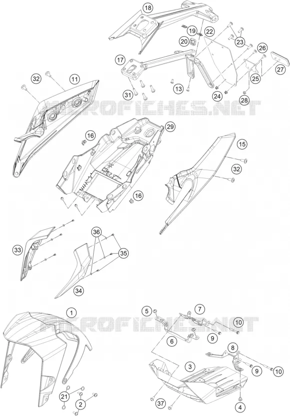 PLASTIQUES KTM MOTO 390 2018 DUKE  390 DUKE ORANGE