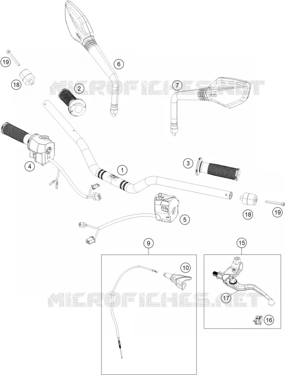 GUIDON / COMMANDES KTM MOTO 390 2018 DUKE  390 DUKE WHITE