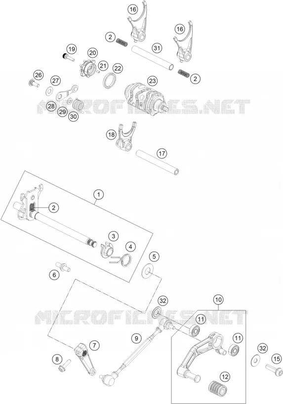 MECANISME DE SELECTION DE VITESSES KTM MOTO 390 2018 DUKE  390 DUKE WHITE