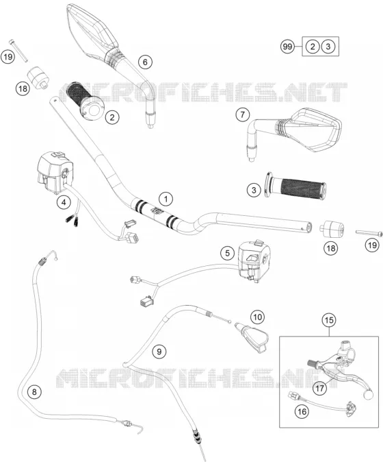 GUIDON / COMMANDES KTM MOTO 390 2016 DUKE  390 DUKE BLACK ABS