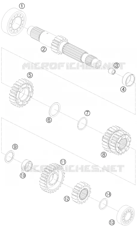 BOITE DE VITESSES - ARBRE PRIMAIRE KTM MOTO 1190 2011 RC8  1190 RC8 R TRACK