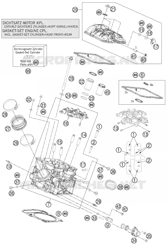 CULASSE ARRIERE KTM MOTO 1190 2014 RC8  1190 RC8 R WHITE