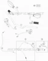 GUIDON / COMMANDES pour KTM 200 DUKE ORANGE NON ABS de 2018